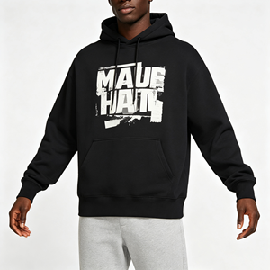 Sweat à capuche graphique vintage en coton épais, coupe oversize, style streetwear Y2K, imprimé avec logo personnalisé, décontracté - Product Image 1