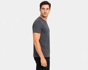 T-shirt à col rond en polyester doux de qualité supérieure, tissu respirant, léger, coupe classique, coutures durables, vêtement décontracté tendance, OEM - Product Image 2