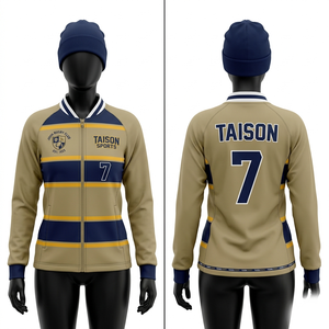 Premium 300 GSM Polyester Spandex Rugby <b>Jacket</b> <b>Pink</b> Navy Panel Design Custom Sublimation Embroidery Logo Athletic Fit - Product Image 3