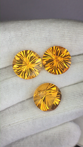 Citrine naturelle ronde taillée au laser, pierres précieuses jaunes, 3 pièces, qualité AAA avec un lustre superbe, coupe parfaite pour la fabrication de bijoux - Product Image 4