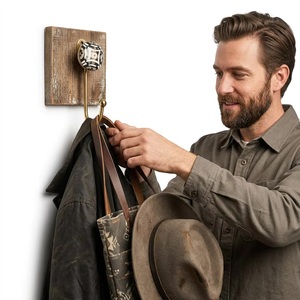 Porte-manteau mural artisanal en céramique et métal, multifonction, écologique, réglable, imperméable, style vintage pour la maison - Product Image 3