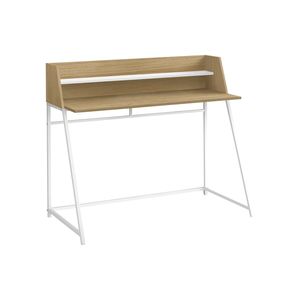 Scrivania Moderna Contemporanea da 48 Pollici per Ufficio Domestico con Ripiani in Metallo Bianco e Laminato Naturale - Product Image 2
