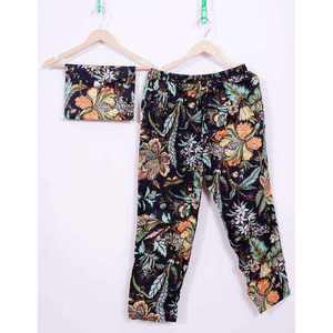 Hermoso Conjunto de Pijama de 2 Piezas con Estampado Floral, Tejido a Mano, 100% Algodón Transpirable, Cuello en V, Manga Larga, Estilo Casual 2026 - Product Image 2