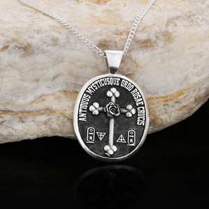 Pendentif BOJ RCJ 012, style victorien, personnalisé, rose-croix rosicrucienne, fait main, argent sterling, symbole alchimique, prix bas, en solde - Product Image 2