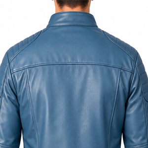 Men <b>Leather</b> <b>Jacket</b> Classic <b>Jacket</b> Style Front Zip Closure Stand Collar Design <b>Long</b> Sleeve Style Side Pocket Modern Style <b>Jacket</b> - Product Image 6