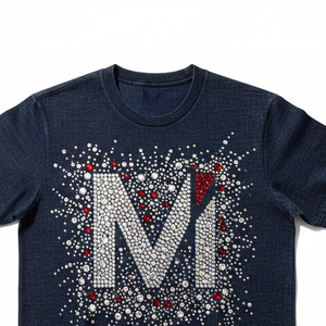 เสื้อยืดลายเพชรแบบสั่งทำพิเศษ ผ้าคอตตอนหวีอย่างดี ประดับคริสตัลวิบวับ คอวี เซ็กซี่ สำหรับผู้หญิง - Product Image 2