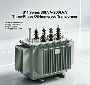 Transformator Distribusi Tiga Fasa Berpendingin Minyak 30kVA hingga 200kVA, Tegangan Turun 10kV / 0.4kV Sesuai Standar IEC - Product Image 1