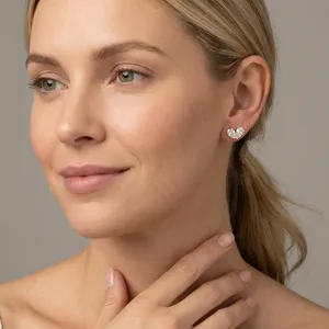 pear Cut Diamond Heart Shape <b>Stud</b> <b>Earrings</b> Women's Romantic Everyday Wear <b>Fine</b> Jewelry - Product Image 1