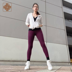 Leggings de gymnastique pour fille taille moyenne solide extensible dans les quatre sens anti-odeur évacuant la transpiration - Product Image 1