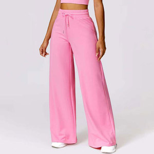 OEM Custom Manufacturer Women's Breathable Baggy Sweatpants 100% Cotton Quick Dry Drawstring Waist Sporty Sweatpants - Product Image 2