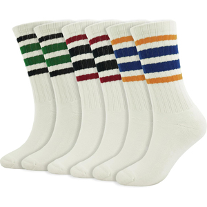 Nouveauté 2026 Chaussettes mi-mollet rayées noir gris blanc en coton respirant tricotées pour le basketball, pour adulte, été, vente en gros - Product Image 4