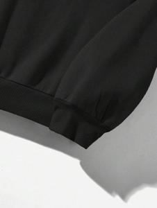Felpa con <span class=keywords><strong>Cappuccio</strong></span> Invernale Nera in Cotone 100% con Logo Frontale, Pullover Casual da Uomo, Streetwear per Halloween - Product Image 3
