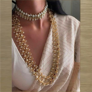 Collar de perlas Kundan tradicional de alta calidad, joyería étnica con intrincado trabajo Kundan y perlas brillantes para ocasiones especiales - Product Image 1