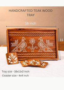 Wooden Bone Inlay Decorative Trays <b>Elephant</b> Pattern Serving Platter Jewelry Storage Organizer for Home Table <b>Decor</b> Birthday - Product Image 1