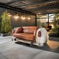 Ensemble de canapés de salon en cuir véritable au design industriel moderne, sectionnel en acier inoxydable, mobilier de maison