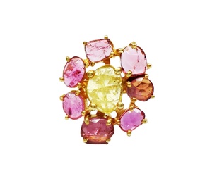 Anillo de Plata de Ley 925 chapado en oro para hombre y mujer, joyería con piedras preciosas de turmalina, Unisex - Product Image 1