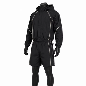 Ensemble coupe-vent et short réfléchissant noir pour homme, léger, pour course en extérieur, vêtements de sport, fabricant OEM - Product Image 3