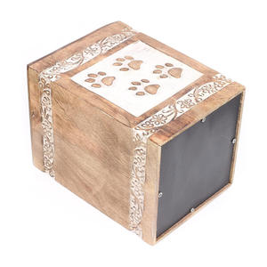 Elegant Design Pet <b>Memorial</b> Keepsake Wooden Urn for Funeral Ashes Mango Wood Paw Print Urns by Indian Manufacturer and Exporter - Product Image 5