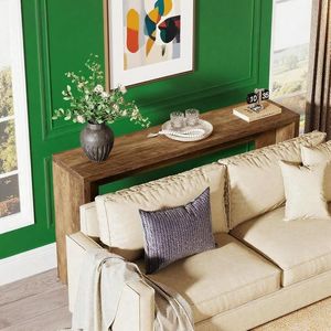 Consolle da 55 pollici in stile rustico con contenitore, tavolo da divano in legno per ingresso - Product Image 4