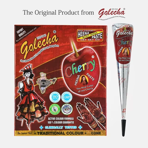 โคนเนื้อเมห์นดีสีเชอร์รี่สำหรับตกแต่งมือ ศิลปะบนผิวชั่วคราว พร้อมอุปกรณ์ทา สำหรับงานแต่งงานและงานเฉลิมฉลอง - Product Image 1