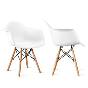 Set di 2 Sedie da Pranzo con Braccioli in Stile Moderno Mid-Century, Design Sagomato - Product Image 4