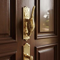 Battant de porte en aluminium artisanal style antique, motif oiseau vintage, battant de porte extérieur rustique en laiton