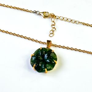 Colgante de flor de ágata musgosa AAA, collar de cristal con flor para mujer, colgante de ágata musgosa tallado a mano, fabricación de joyas - Product Image 4