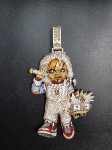 Colgante de Muñeco Chucky de Plata con Moissanita, Joyería de Lujo con Personaje de Terror, Estilo Hip Hop - Product Image 6