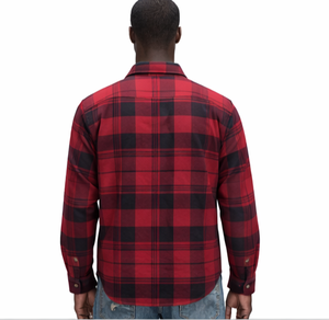 Custom Men's Heavyweight <b>Flannel</b> Shirt Red Buffalo Plaid Oversized Long Sleeve Button Down Long Sleeve Shirts <b>Jacket</b> - Product Image 4