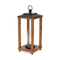 Lanterne carrée artisanale en bois et métal, petite taille, style rustique, finition noire naturelle, décoration de Noël pour l'extérieur et la maison