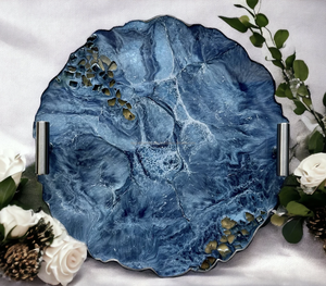 Plateau en résine plateau de service époxy avec motif de sculpture pour cadeaux de mariage et souvenirs décor de mariage crème - Product Image 5