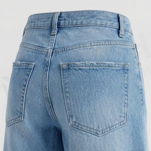 Shorts en jean droits élégants pour femme, taille mi-haute, délavage clair, style décontracté estival, couleur personnalisable, respirant, 100 % coton - Product Image 5