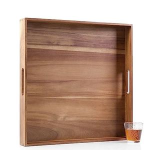 Bandeja Cuadrada de Madera para Servir - Diseño Moderno, Apta para Lavavajillas, Ecológica, para Comida, Aperitivos y Desayuno - Product Image 1