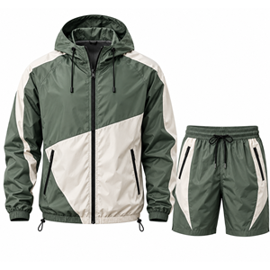 Grace Collection Men's Hooded Quarter-<b>Zip</b> Upper Shorts Set Solid Color Quick Dry Fleece Streetwear Winter Outfit 300g - Product Image 3