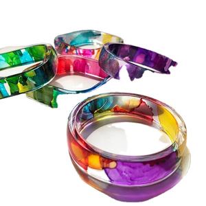 ACCESSORY <b>Jewelry</b> Resin <b>Acrylic</b> Bracelet Bangle Exaggerated Dazzling Multicolor Wide Irregular Square <b>Acrylic</b> Bracelets Women - Product Image 4