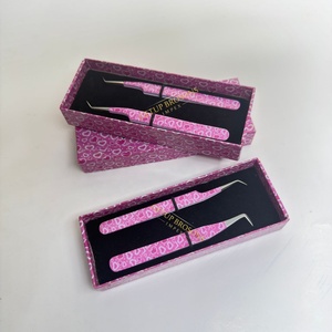 Pince à épiler professionnelle en acier inoxydable de haute qualité, avec revêtement en papier personnalisé en forme de cœur, isolation 90 Boot/45, pointe lisse de 10 mm et prise diamantée pour cils - Product Image 6