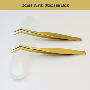 Gold Plated <b>Eyelash</b> Tweezers Smooth Tip Precision Lash Extension Tool Professional Beauty Salon Use Makeup <b>Applicator</b> fine tip - Product Image 2