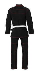 Kimono de BJJ Negro con Costuras Rojas, Talla Adulto para Hombre, Corte Regular, 100% Algodón, Uniforme Duradero de Jiu Jitsu Brasileño - Product Image 3