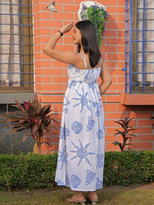 Robe sans manches en coton indien faite à la main pour femmes, respirante, avec des motifs brodés, de luxe, conçue par des designers, pour toutes les saisons, OEM - Product Image 2