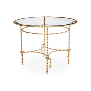 Table d'appoint élégante en aluminium finition or avec étagères en verre trempé, mobilier contemporain - Product Image 4