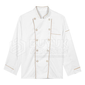 Chaqueta de Chef, Ropa de Trabajo Culinaria Duradera, Transpirable y Antimanchas, Uniforme de Cocina Profesional de Manga Larga, Poliéster/Algodón - Product Image 2