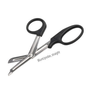 Tijeras universales para vendajes de 18 cm con punta roma, hechas de acero inoxidable de alta calidad con mango de plástico, para apósitos médicos. - Product Image 1