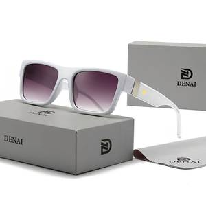 Lunettes de soleil carrées unisexes L2510 à monture large, style rétro, protection UV400, en polycarbonate, légères, confortables, motif uni, pour voyage et usage quotidien, modernes - Product Image 2