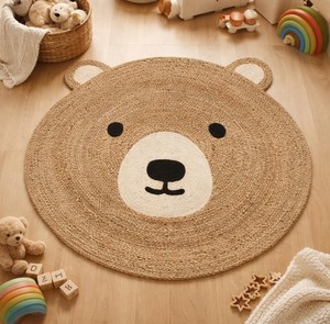 Handwoven Natural Seagrass Bear Shaped Kids <b>Rug</b> <b>Round</b> Woven <b>Nursery</b> Play Mat Handmade Children's Room Floor Carpet from Vietnam - Product Image 4