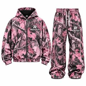 men's <b>Camouflage</b> <b>Tracksuit</b> Set Hooded Zipper Full Length Pants Casual Autumn Wear Unisex Adult Breathable Polyester - Product Image 2