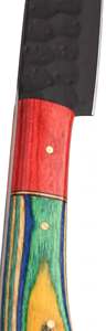 Cuchillo de Cocina Artesanal Forjado en Acero de Alto Carbono, Hoja Negra Mate Martillada, Mango de Madera Multicolor - Product Image 2