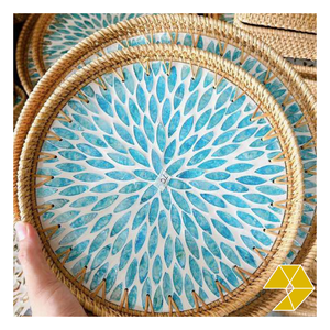 Bandeja de Ratán Hecha a Mano en Vietnam con Incrustaciones de Madreperla para Decoración Elegante de Mesa, Accesorios para el Hogar y Colecciones Minoristas - Product Image 1