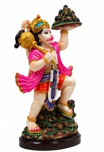 Statue de Hanuman colorée faite à la main, figurine de dieu debout, sculpture en marbre pour la décoration de la maison et du temple - Product Image 6