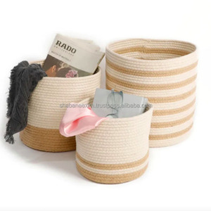 Cesta de almacenamiento de algodón sostenible para decoración del hogar, cesta de almacenamiento de algodón ecológica y elegante, decoración del hogar de la India - Product Image 1
