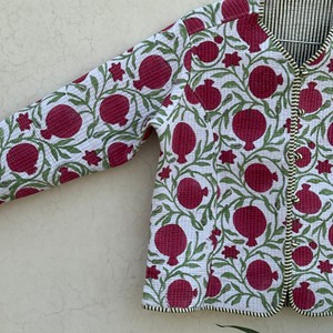 Chaqueta Acolchada de Algodón para Mujer, Estampado Floral de Granada, Manga Larga, Cierre de Botones, Ropa de Abrigo de Otoño, Largo Regular - Product Image 2